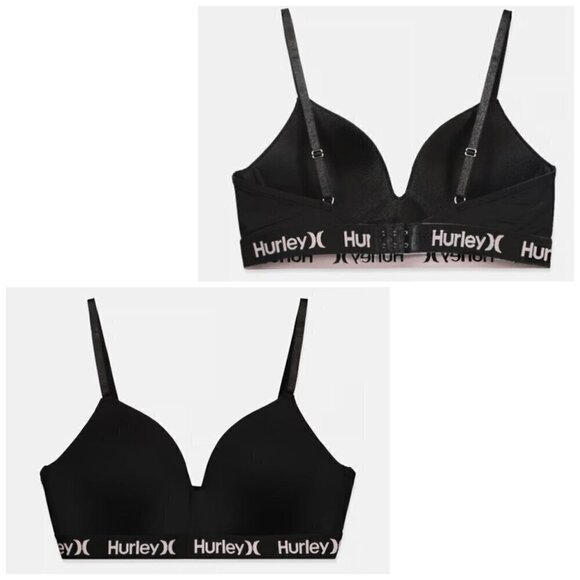 HURLEY NWT 2 Piece Tie Dye Lightly Padded Comfort Bra Pink and Black Women's 36C - Picture 6 of 9